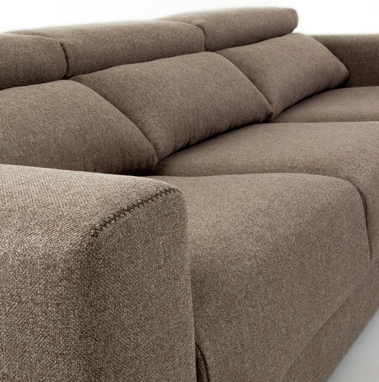Sofa binari deslizante 3 plazas chaise longue tela marron