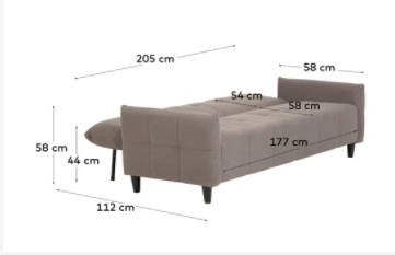 Sofá cama Toscana 3 posturas gris 205cm
