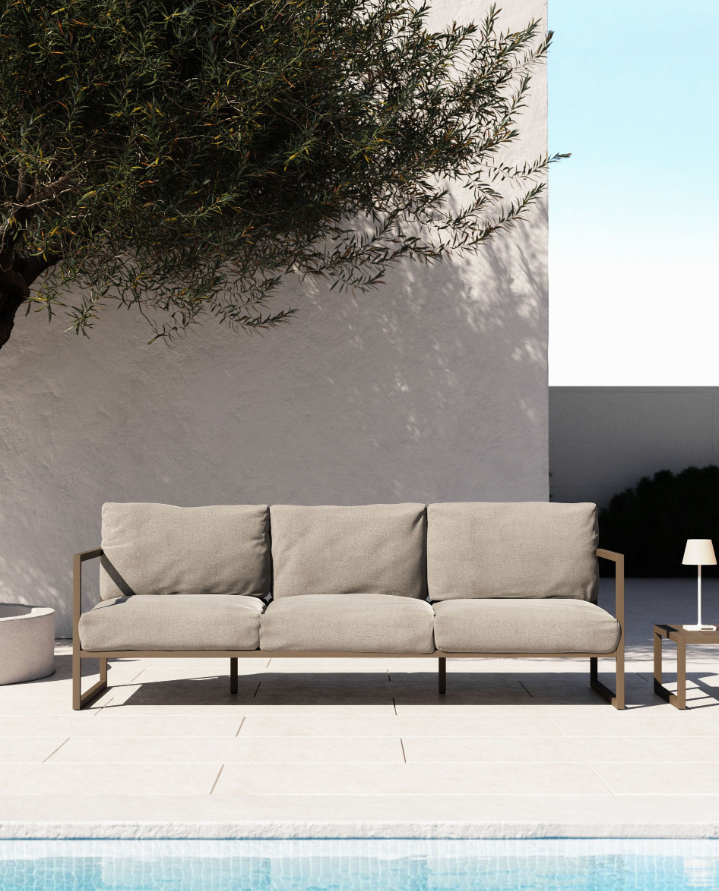 Sofá de jardín de exterior de aluminio Berna beige 3 plazas