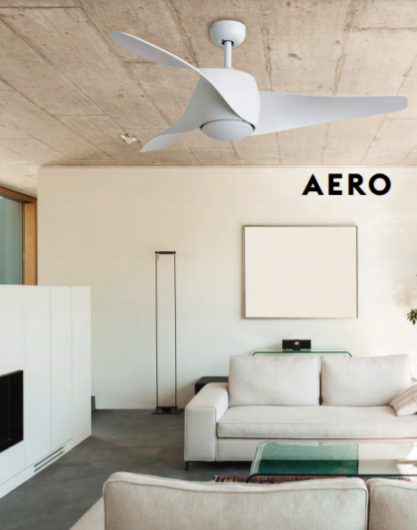 Ventilador de techo con luz Aero hierro blanco