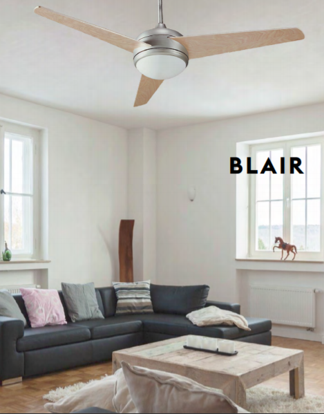 Ventilador de techo con luz Blair niquel satinado