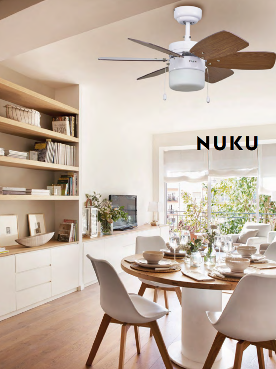 Ventilador de techo con luz Nuku blanco roble