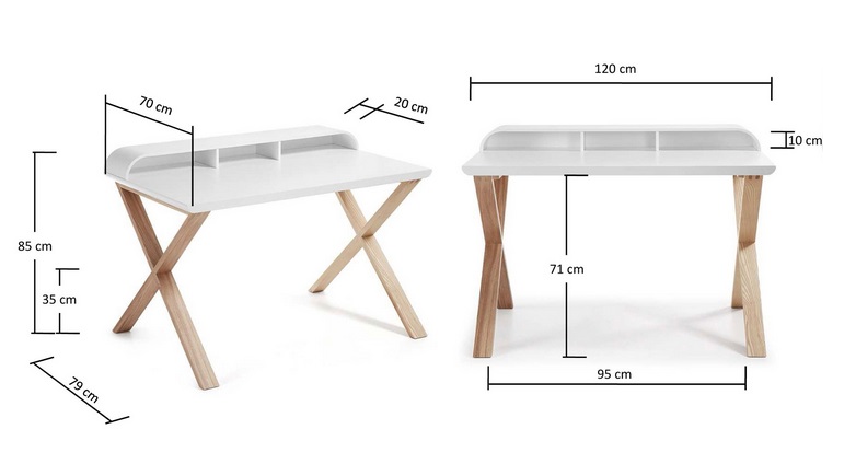 Mesa escritorio nordic blanco mate fresno 120x70