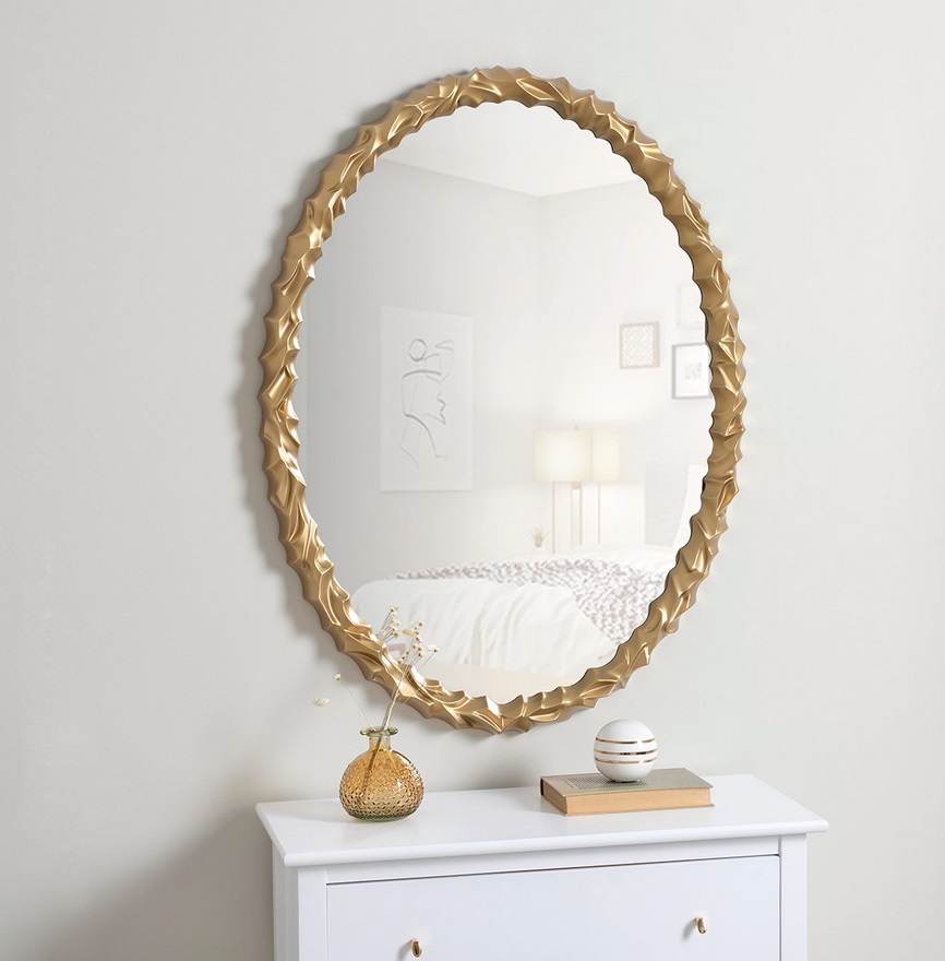 Espejo ovalado dorado patinado 70x92 cm