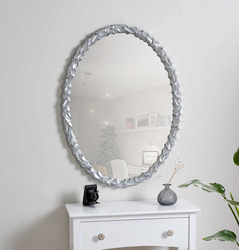 Espejo ovalado plata patinado 70x92 cm
