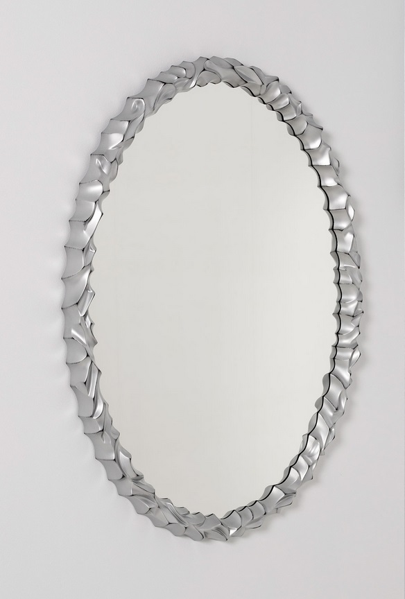 Espejo ovalado plata patinado 70x92 cm