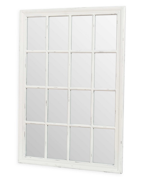 Espejo ventana madera blanco decapado 115x80 cm
