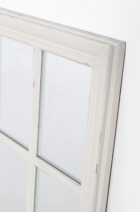 Espejo ventana madera blanco decapado 115x80 cm