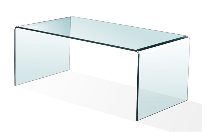 Mesa de centro cristal curvado 100x48 cm