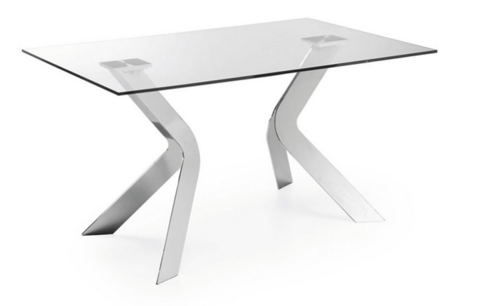 mesa cristal acero cromada Allure 150x90