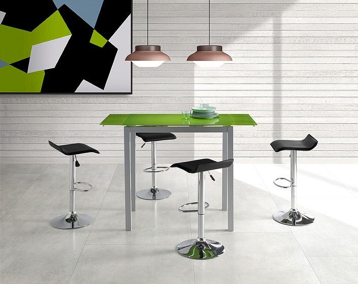 Mesa de cocina alta extensible Porto cristal verde