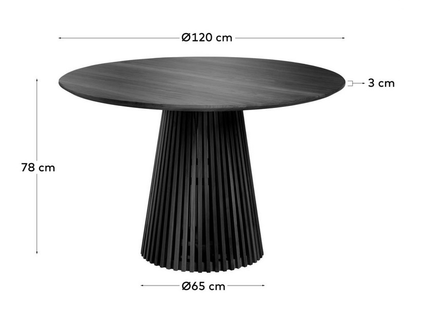 Mesa de comedor Art madera negro redonda 120