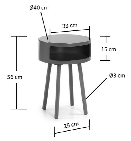 Mesa auxiliar curve gris 40cm