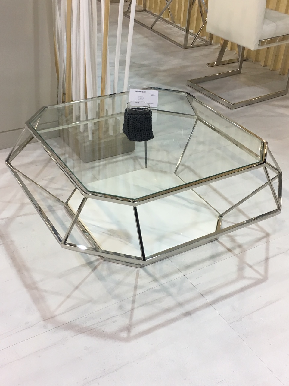 Mesa de centro acero base marmol 100x100