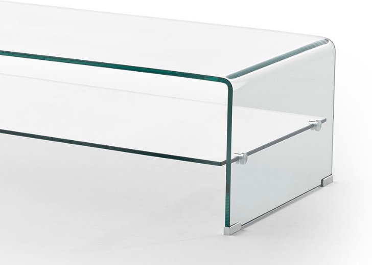 Mesa de centro cristal con balda 110x55