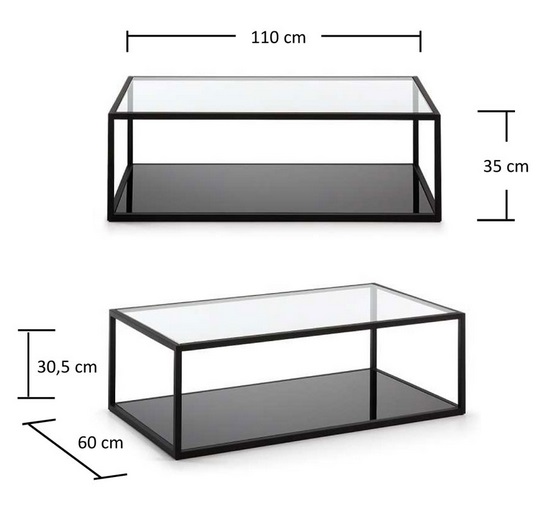 Mesa de centro minimalista acero 110x60