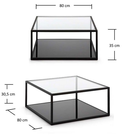 Mesa de centro minimalista acero 80x80