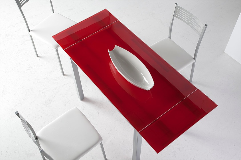 Mesa de cocina extensible Portugal cristal rojo