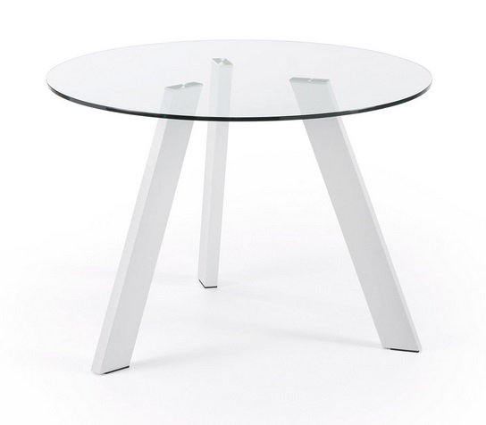 Diseño A24 - Mesa redonda de cristal transparente o blanco de cocina o  comedor