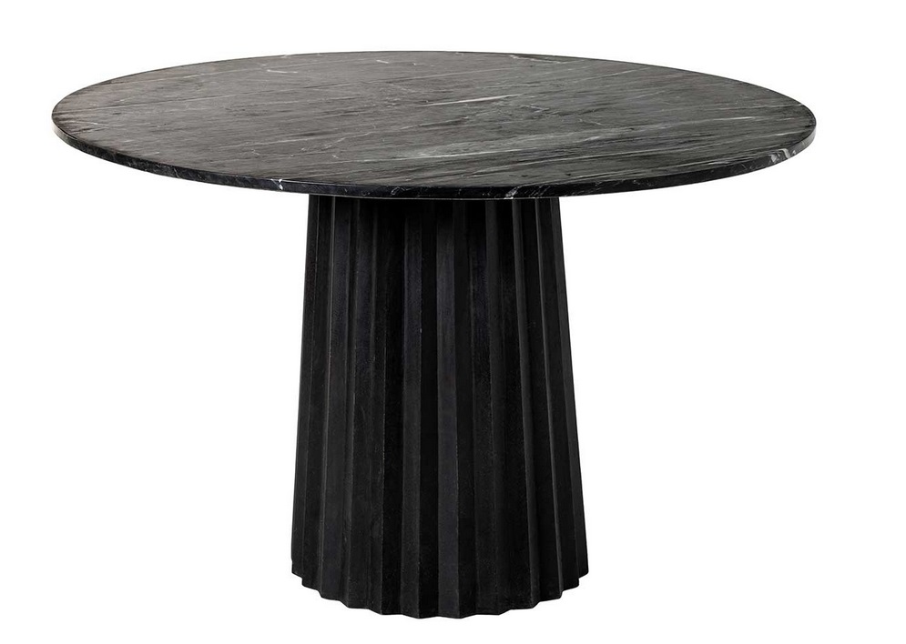 Mesa redonda mármol negro base madera negro 120 cm