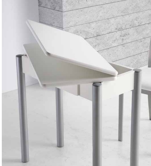 Mesa de cocina extensible Nisa MDF blanca 80x40-80 cm