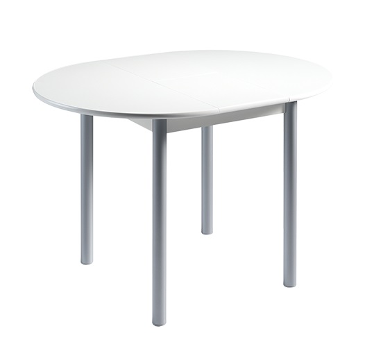 Mesa de cocina redonda extensible blanca 90-120 cm