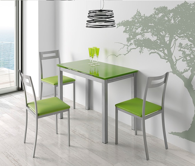 Mesa de cocina extensible Porto  cristal verde