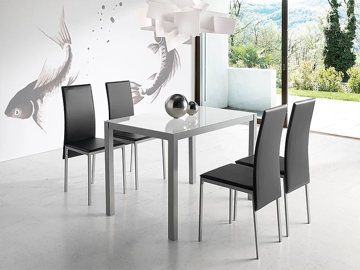 Mesa de cocina Tavira cristal blanco puro 110x75 cm
