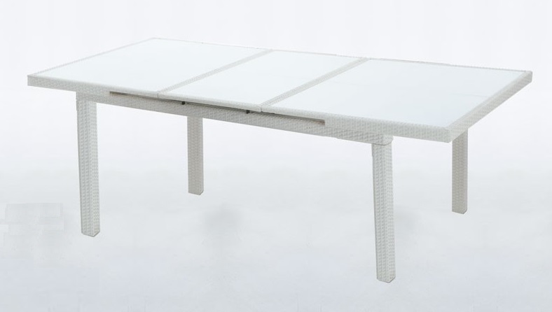 Mesa extensible rattan blanco Artic 180/240 x 100 cm