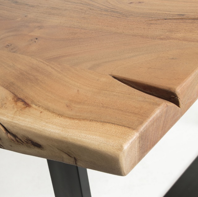 Mesa de comedor wave madera acacia natural metal 160x90cm