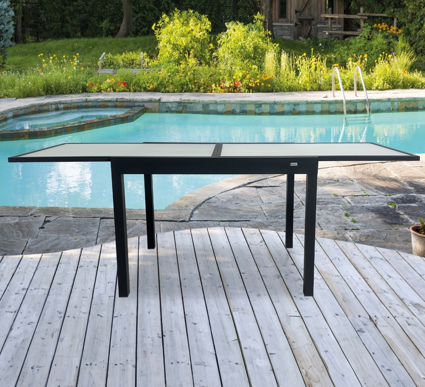 Mesa terraza extensible aluminio antracita Calpe 135-270 x 90 cm