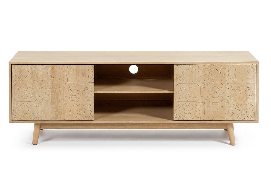 Mueble TV artisan madera tallada natural 160 cm