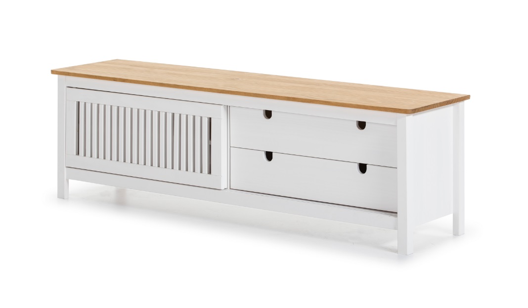 Mueble TV Bruna madera de pino blanco 158cm