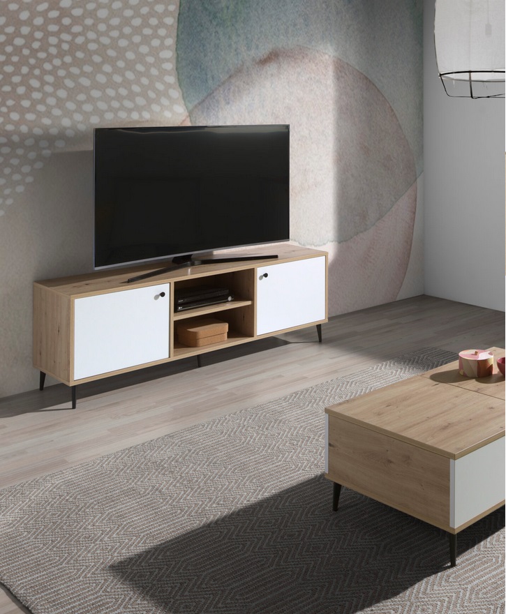 Mueble TV blanco roble Aspen 160 cm