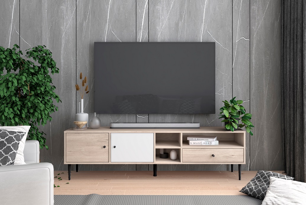 Mueble TV Leon color sahara blanco 180x4