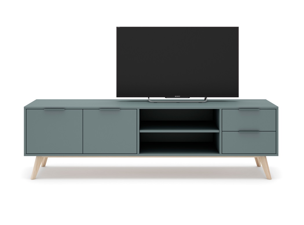 Mueble TV Lavis madera de pino verde kaki 180x52cm