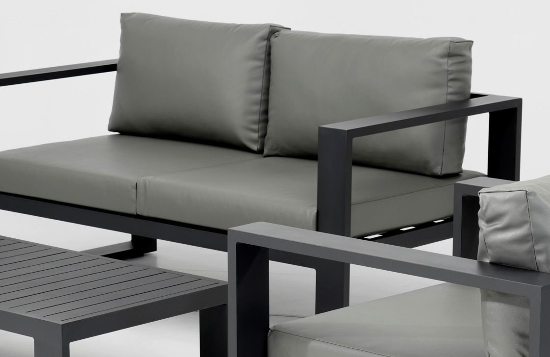 Set sofas de terraza Tauro aluminio antracita tapizado nautico gris 7003G