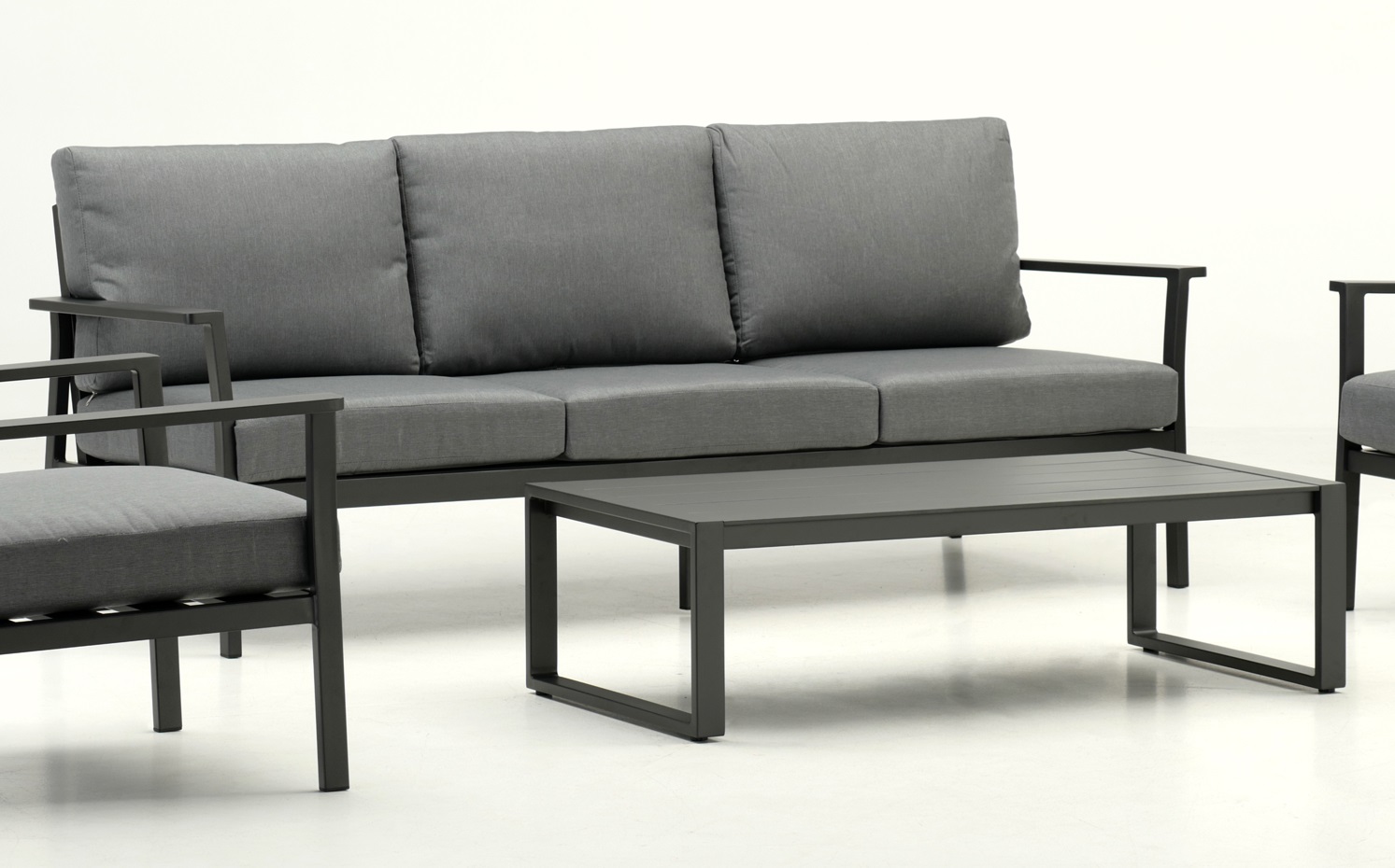 Set sofa terraza gris Aurora aluminio antracita Spunpoly gris 5 plazas