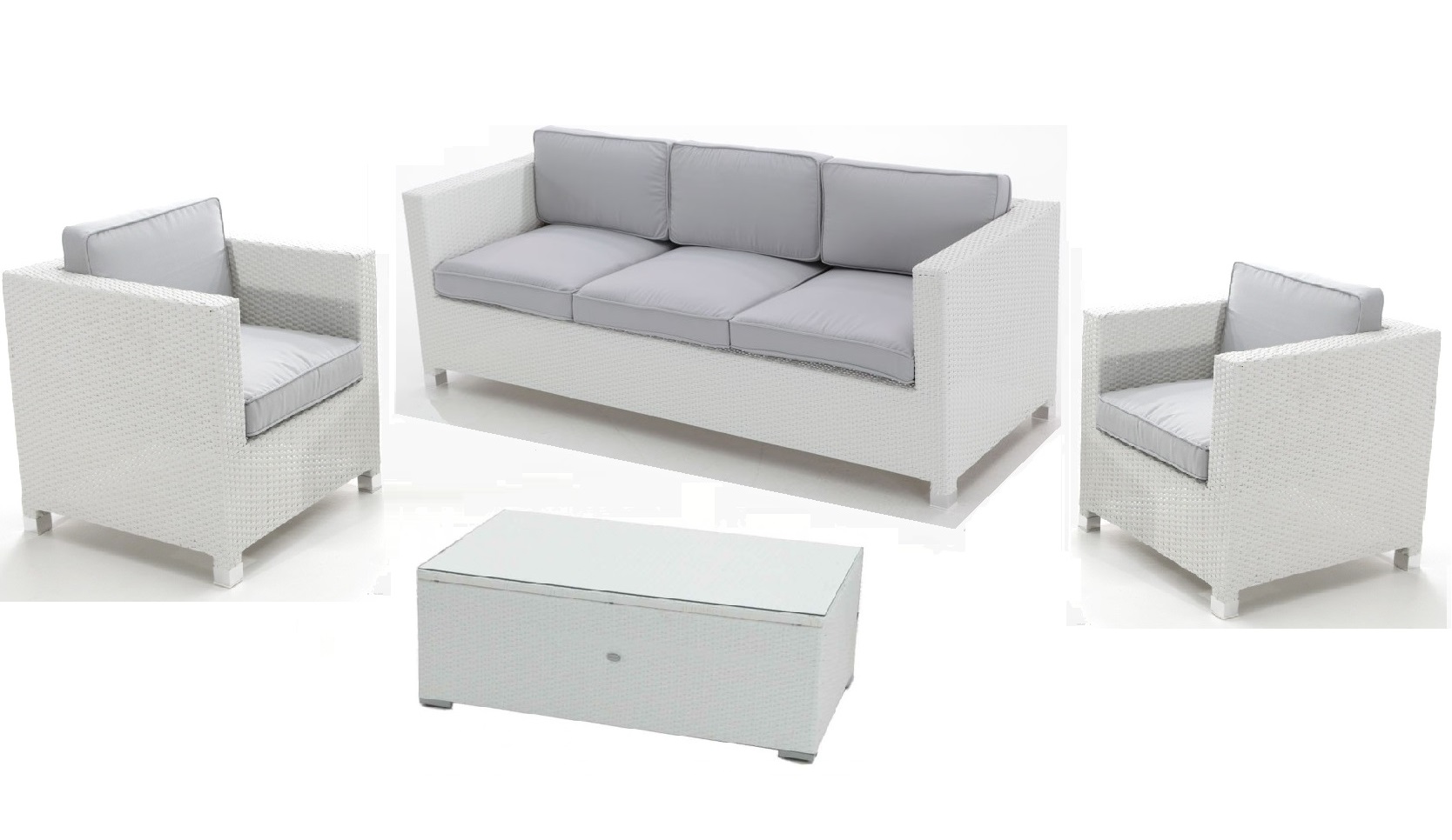 Set sofas rattan blanco Artic 5 plazas