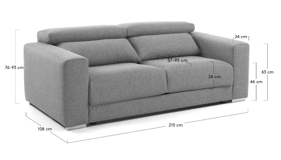 Sofa binari deslizante 3 plazas tela gris - www.regaldekor.com