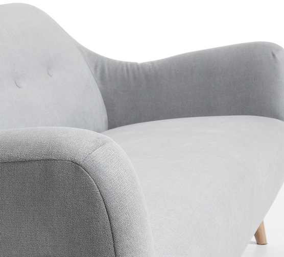 Sofa retro botones tela gris patas madera 192