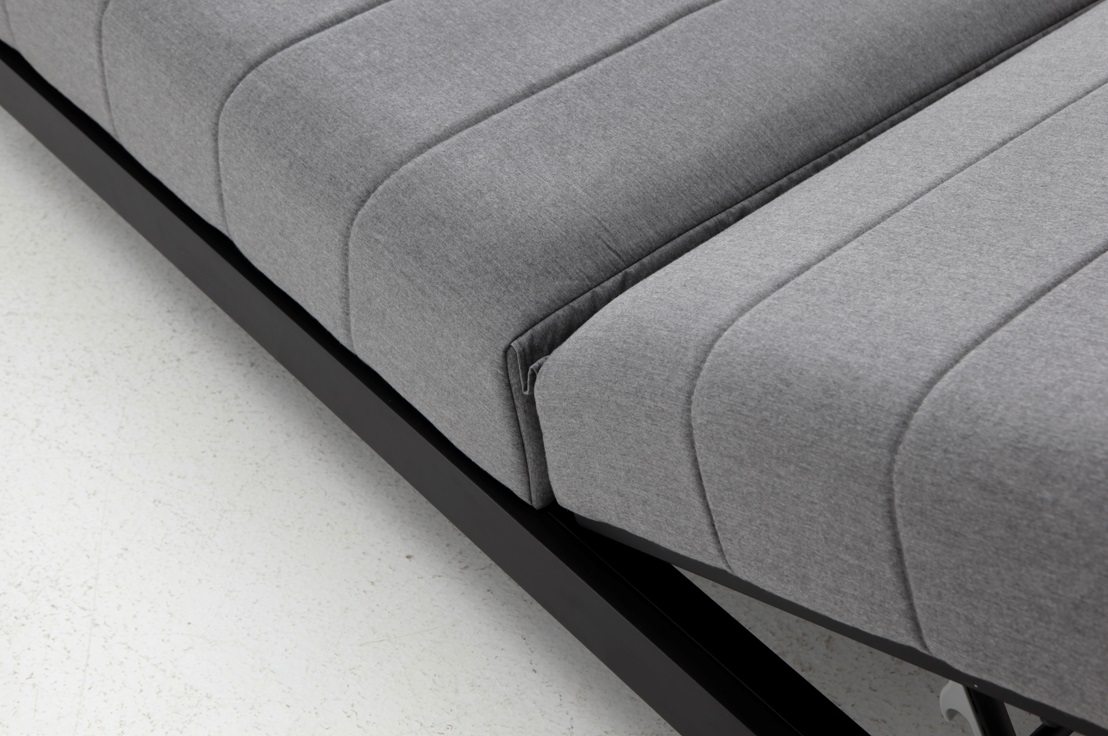 KEA tumbona doble lounge tapizado nautico gris aluminio negro