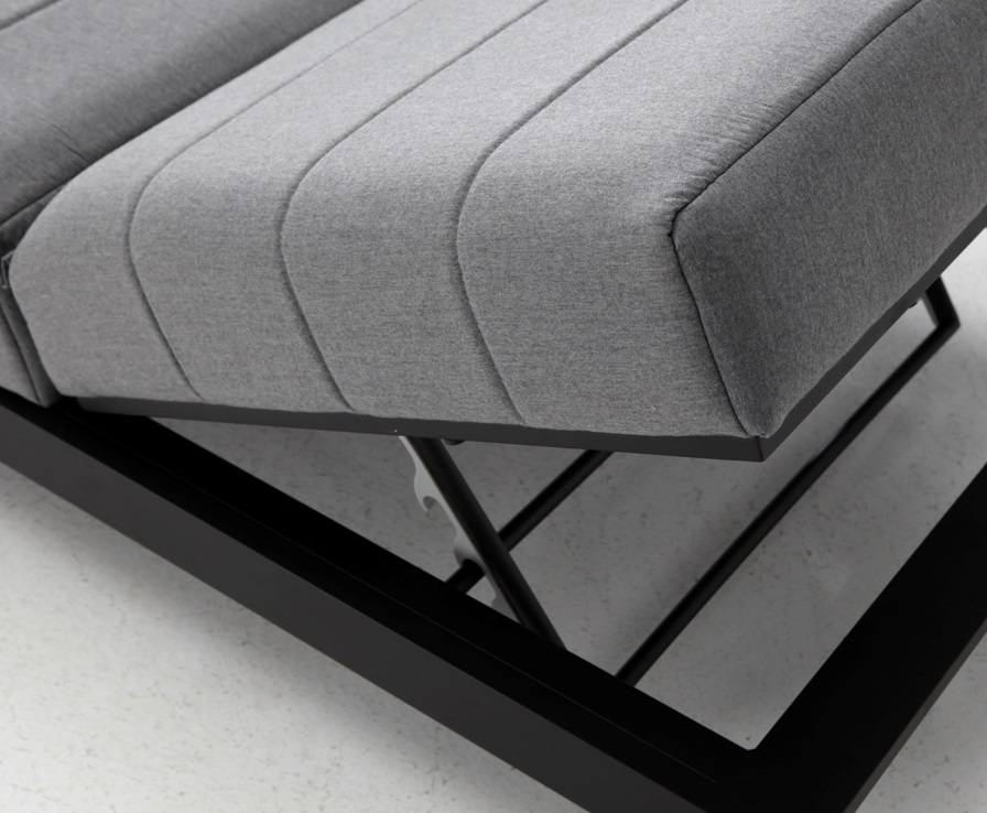 KEA tumbona doble lounge tapizado nautico gris aluminio negro