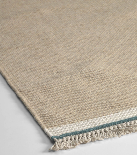 Alfombra de lana y algodón color beige 60x90 cm