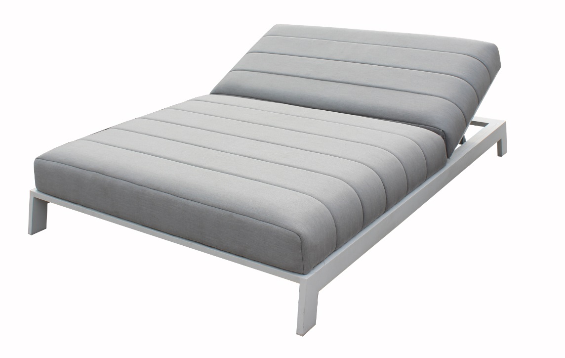 ANDROS tumbona doble lounge tapizado nautico aluminio blanco