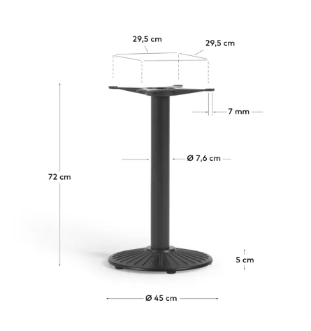 Pie de mesa de exterior negro 72cm