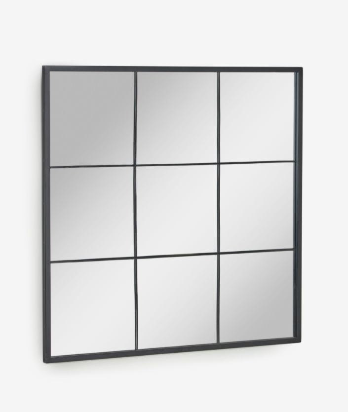 Espejo de pader metal negro 80 x 80 cm