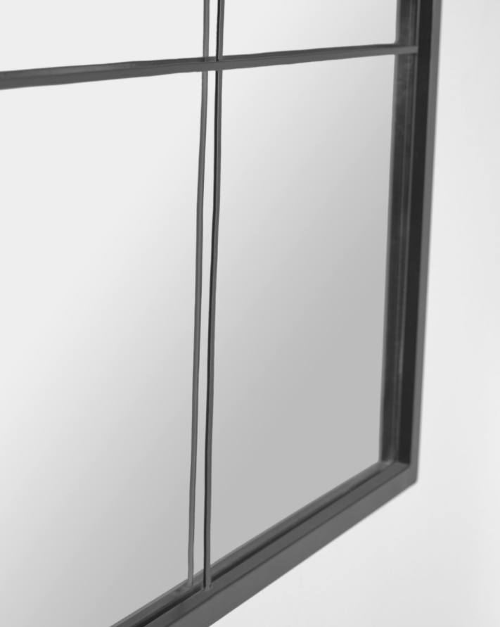 Espejo de pared ventana metal negro 80x80 cm
