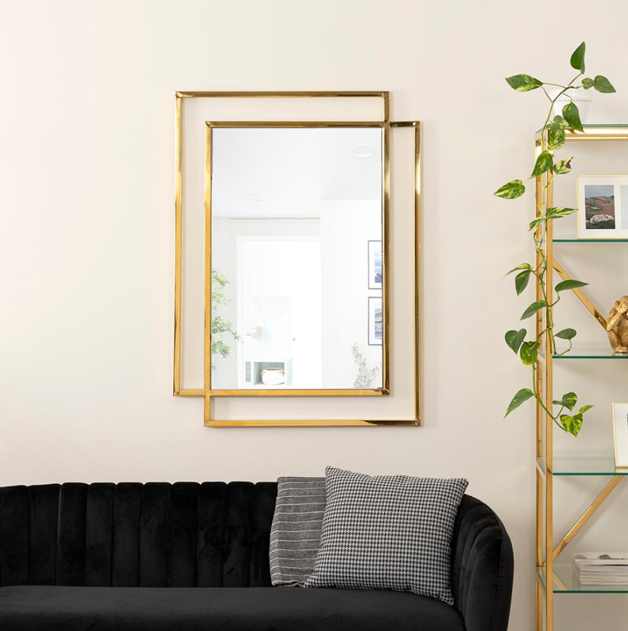 Espejo de pared acero dorado 110x80cm