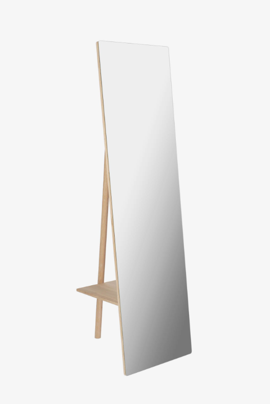 Espejo perchero de pie madera maciza abedul 45x160cm